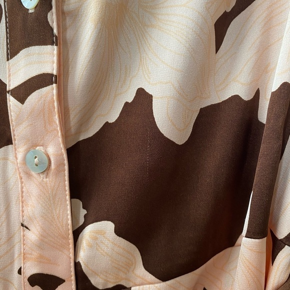 MNG Mango Floral Print Midi Dress in Pink and Brown - Picture 7 of 9